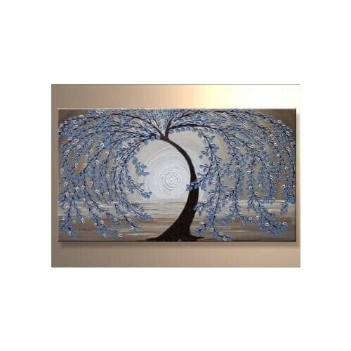 Beauty Modern 100% Hand-painted Modern Abstract Purple Tree Oil Paintings on Canvas Art for Home Decorations Art Work