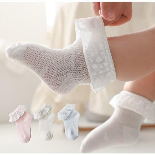 Lace Princess Baby Socks Newborn Soft Cotton Breathable Summer Mesh Baby Girl Toddler Socks Cute Baby Accessories 0-3Y
