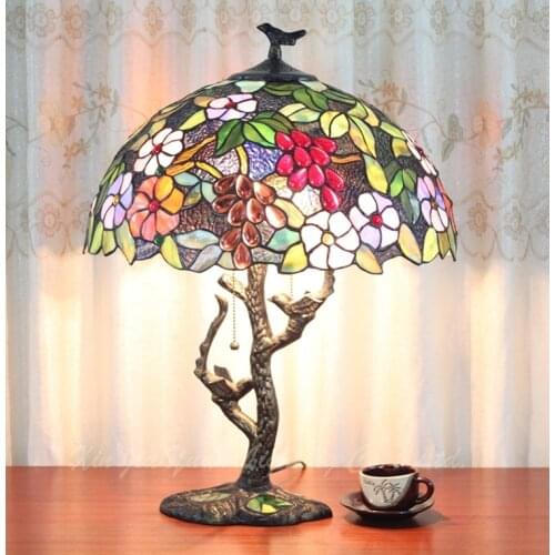 Tiffany lamp European garden decorative glass table grape lamp bedroom bedside study art gift lamp
