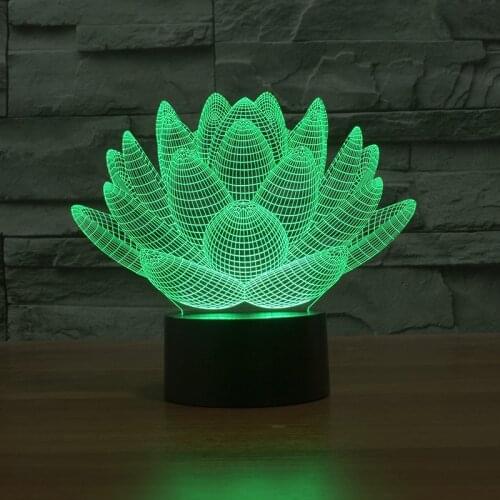 Lotus Visual Stereo 3d Lamp Creative Small Table Desk Lamp Gift Ambient 3d Led Nightlight Table Moderne Table Lamp For Bedroom