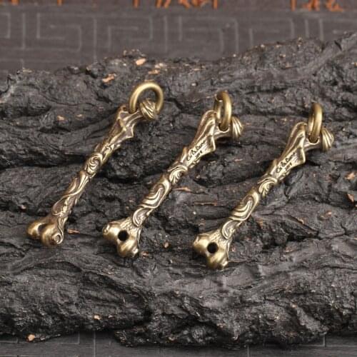 Copper Leg Bones Small Figurines Keychains Charms Vintage Brass Necklace Pendants Trinket Home Decorations Desk Decor Ornaments