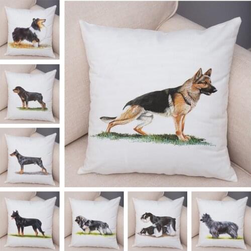Cartoon Cute Dog Pillowcase Decor Pet Animal Yorkshire Husky Cushion Cover Soft Short Plush Pillow Case for Sofa Home 45x45cm