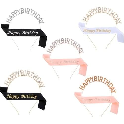 N7MF Rose Gold Birthday Set Silky Birthday Sash for Party Decorations Supplies