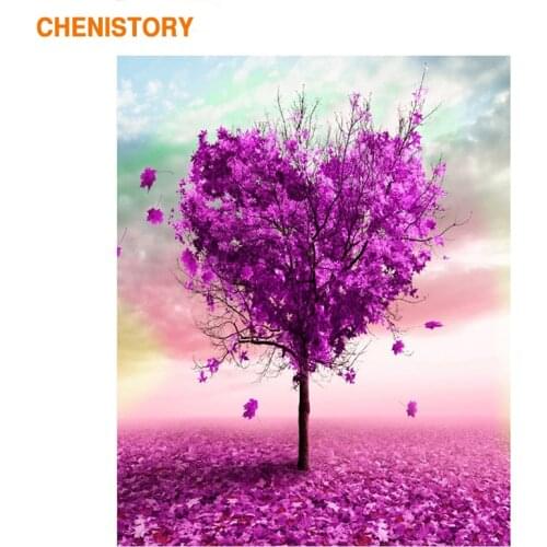CHENISTORY Frame Heart Tree DIY Painting By Numbers Landscape Home Decor Coloring By Numbers For Wall Art Picture Artworks Gift