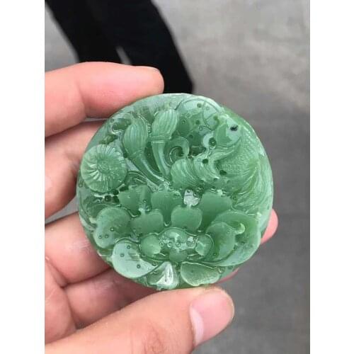Natural 7A hetian jade Hand-Carved jade flower rose jade green jade pendant necklace pendants jewelry jade necklaces