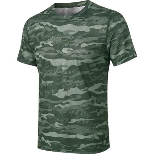 New Camouflage Short Sleeve Running T Shirt Mens Rashgard Quick Dry Sports Shirts Gym Fitness Training T-shirts Male Clothing