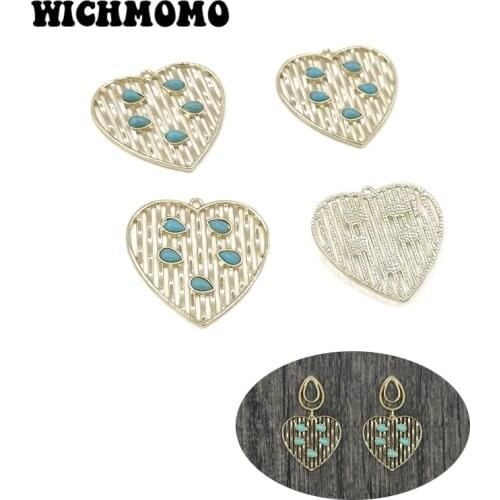 2020 New 4 pieces/bag Zinc Alloy Inlay Acrylic Hearts Beads Heart Charms Pendants for DIY Earrings Necklace Jewelry Accessories