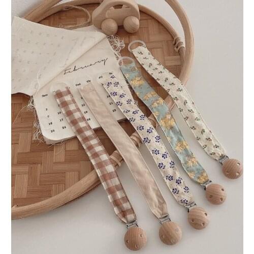 Newborn Pacifier Chain Printing Cotton Cloth Nipple Holder Leash Strap Belt Soother Nursing Teether Dummy Clip Shower Gifts