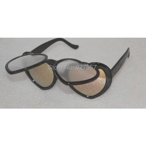 Love Heart Eyewear Frame Flip Up Diffraction Glasses With pink lens