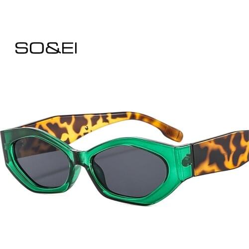 SO&EI Ins Popular Fashion Polygon Cat Eye Women Sunglasses Retro Colorful Oval Eyewear Shades UV400 Men Trending Sun Glasses