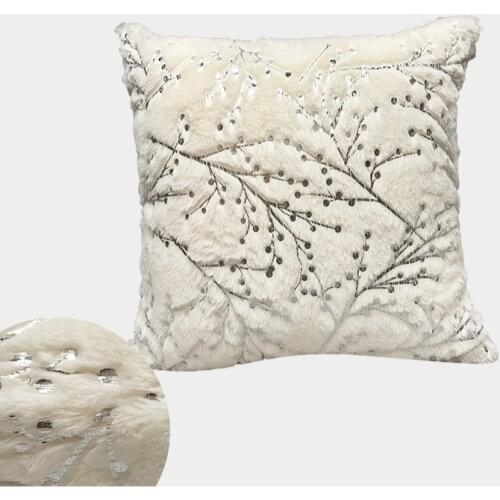 Luxury Bronzing Silver Branch Christmas Pillow Cases for Sofa Nordic White Plush Decorative Cushion Cover Fall Home Decoration