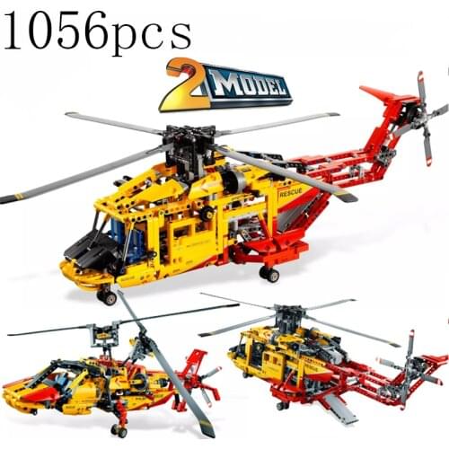 2in1 Plane Creator Compatible DIY Decool Rescue Helicopter Technic Building Block City MOC Classic Toys Toy gifts for children