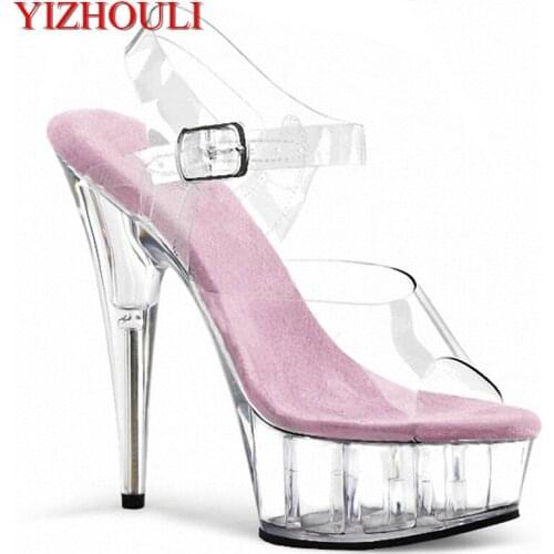 15 cm sexy fashion crystal platform sandals, hot style stage walking shoes, pole dancing shoes, banquet sandals