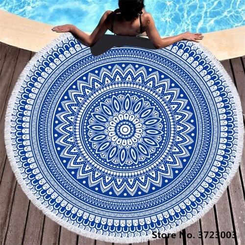 Modern Bohemian Style Mandala Microfiber Towel Round Beach Towel For Adults Kids Summer Toalla Tassel Blanket Tapestry 150cm