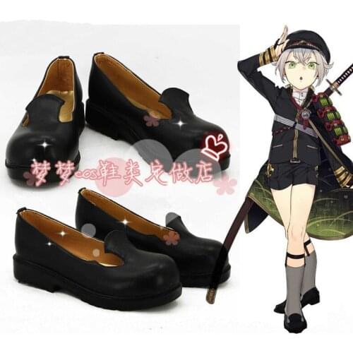The Sword Dance Touken Ranbu Hotarumaru Cosplay Shoes Black Platform Boots Custom-made