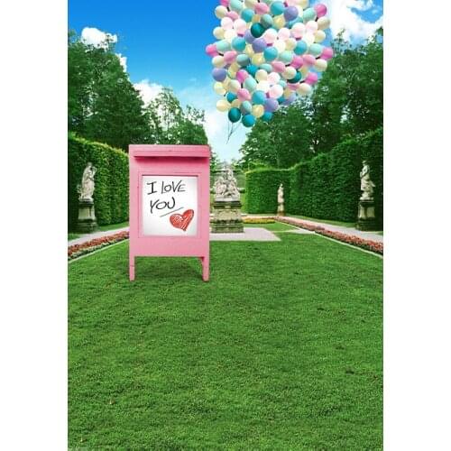 VinylBDS 300x300cm Spring Backgrounds Confession Prairie Statue Photography Backdrops Balloons Photography Backdrop 3298 LK