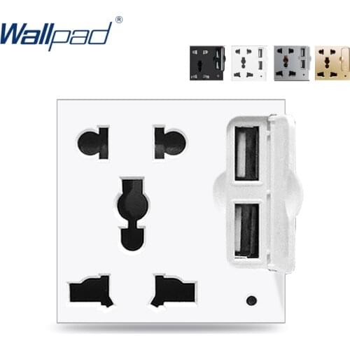 Wallpad 2 USB Charger 5 Pin Universal Socket Function Key with LED For Module only 52*52mm