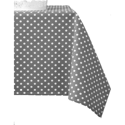 Zeren Home Gray Ground White Polka Dot Carefree Table Cloth 150x150 cm