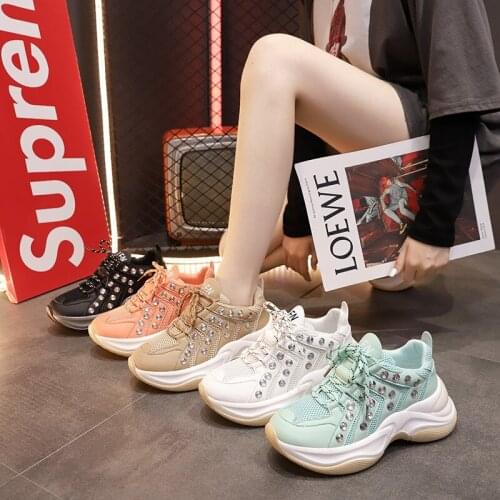 2020 Women Sneakers Autumn Fashion Casual Shoes Woman Comfortable Breathable Diamond Daddy Shoes Sneakers Chaussure Femme 35-39
