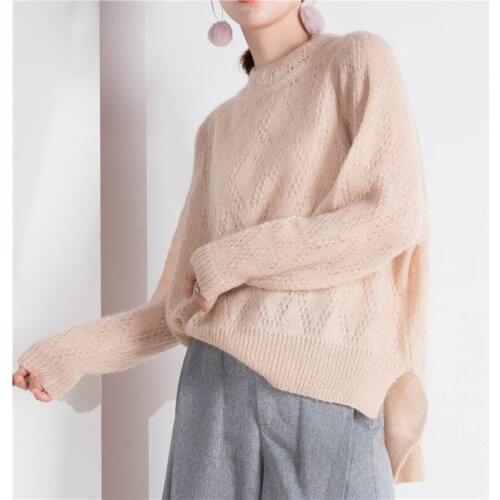Women Autumn Solid Color Knitwear Sweaters Ladies Knitted Loose Sweaters Irregular Hem Plus Size Thin Fall Spring Sweater