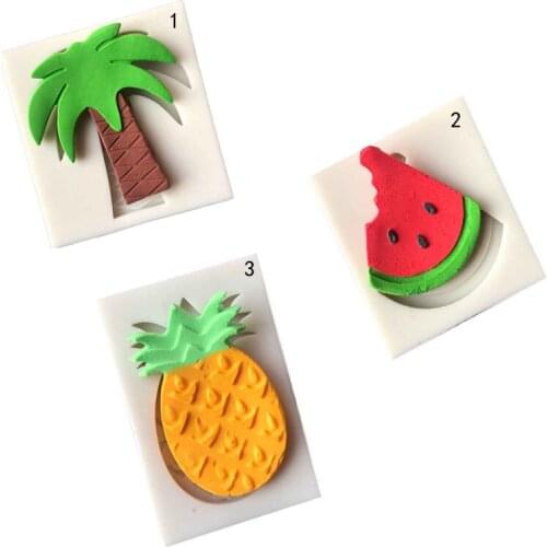 1 Piece Cake Tools palm tree watermelon pineapple fruit silicone mold Decorating Cupcake decorating Gumpaste fondant tool mould
