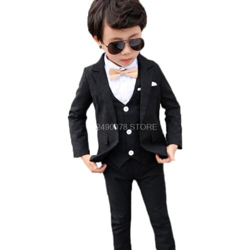 2020 Boys blazer Jacket +Vest+Pants +Bowtie 4Pcs suit School Kids beautiful slim Suit Wedding Birthday Party wear set 2-12 year