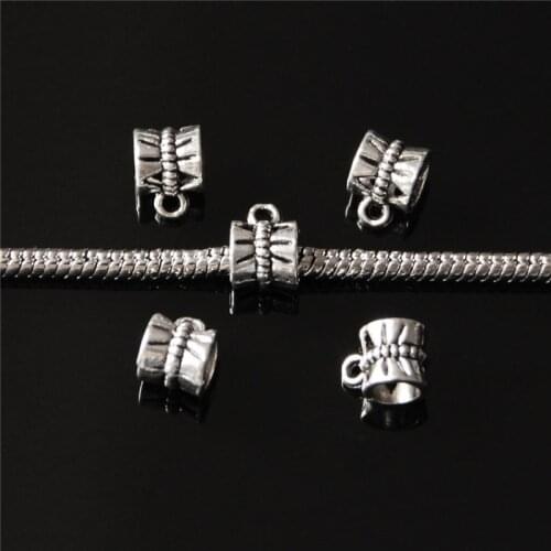 30Pcs Tibetan Silver Pendant Big Hole Spacer Beads DIY Handmade Jewelry Making Charm Loose Beads Necklace Pendant Connector