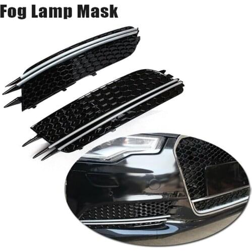 Car Front Bumper Fog Lamp Frame Grille Cover RS6 Style For- A6 C7 Sedan 2012 2013 2014 2015