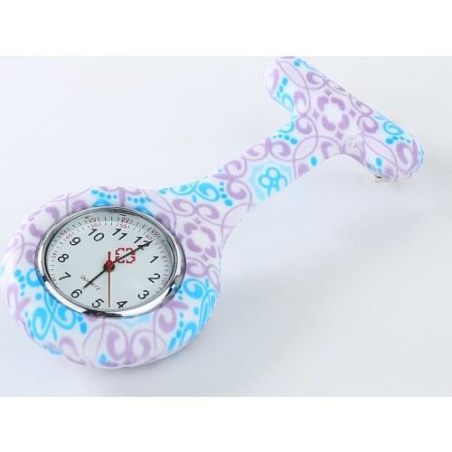 Fashion Top Popular Brand Luxury Arabic Numerals Round Dial Silicone Nurses Brooch Tunic Fob Pocket Watch