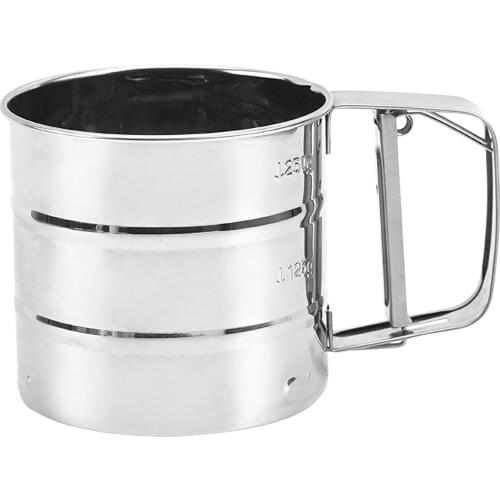 Colanders Flour Sifter For Baking Semi-automatic Powdered Sugar Sieve Stainless Steel Screen Baking Tool For Flour Coffee Powder