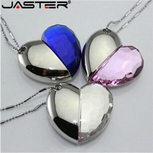 JASTER Cartoon Cute Metal Crystal Heart pendrive 4GB 8GB 16GB 32GB 64GB USB Flash Drive Memory Stick Pen Drive U disk
