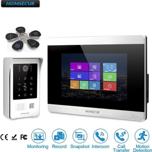 HOMSECUR BC091+BM715-S 7" Wired Hands-free Video Door Entry Phone Call System +Password Access BC091+BM715-S