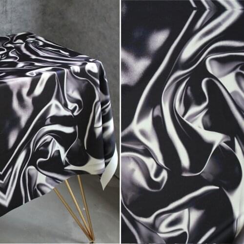 Good Drapery Black Whole Pattern Stretch Knit Print Fabric 2mm Thick For Fashion Dress