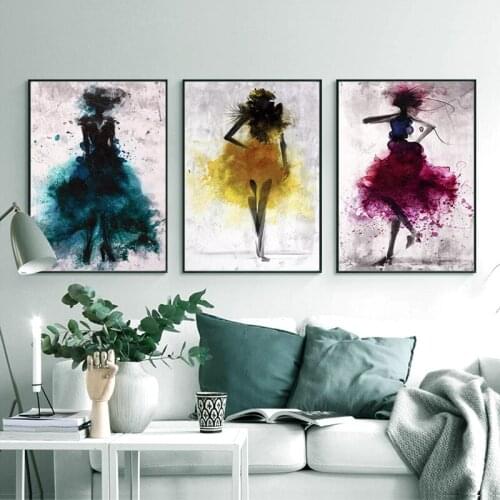 Unframed Canvas Painting Art Print Poster Picture Decoration Modern Home Decoration Elegant Poetry Dancing Skirt Girl Abstract