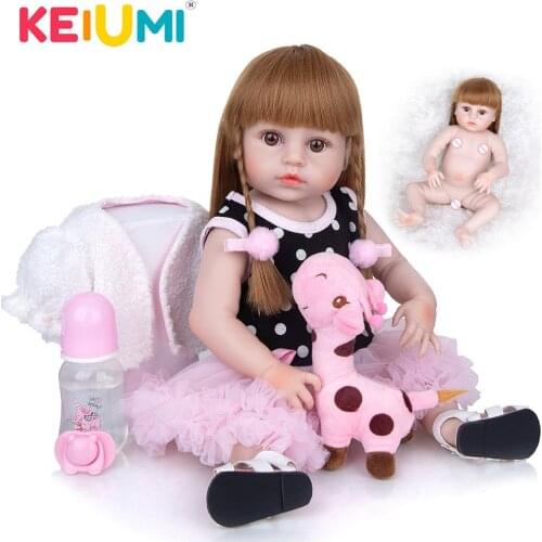 KEIUMI Wholesale Reborn Girl Doll 49 CM Full Silicone Body Realistic Doll Baby Toys For Childrens Day Birthday Gifts Present