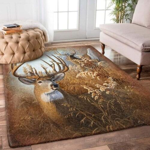 Elk 3D Printed Carpet Mat for Living Room Doormat Flannel Print Bedroom Non-slip Floor Rug 02