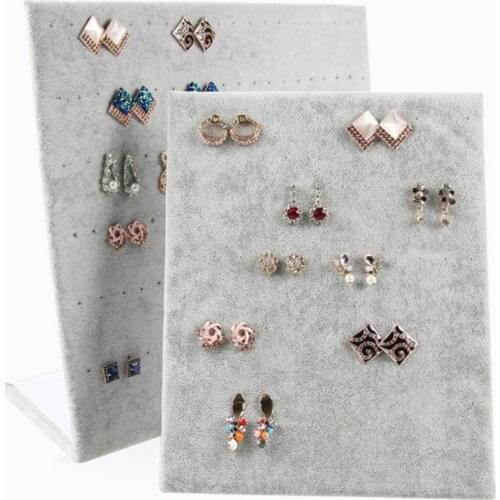 50%HOT 60 Holes L-type Suede Jewelry Stand Earrings Ear Studs Display Holder Organizer