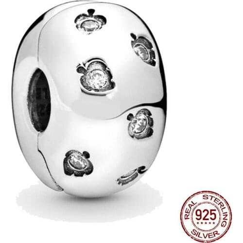 Hot Sale 925 Sterling Silver Sparkling CZ Circle Clip Charm Beads Fit Original Pandora Bracelets Brand Jewelry Making Gift