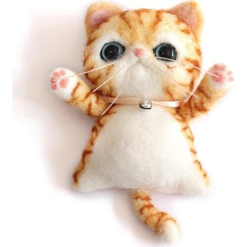 Mini Cat Needle Felting Kits, Needles, Finger Guards, Foam Mat, Instructions, DIY Craft Gift for Beginner, for Mom or Childs (D)