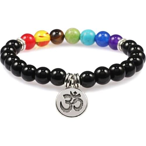 Fashion 7 Chakra Lava Bracelet Women Men Yoga Healing Balance Beaded Pendant Bracelet Reiki Buddha Charm Couple Jewelry Pulseras