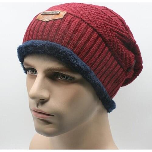 Mens Skullies Winter Wool Knitted Hat Male Sports Brand Ski Beanies Cap Casual Solid Color Sets Headgear Hats For Men