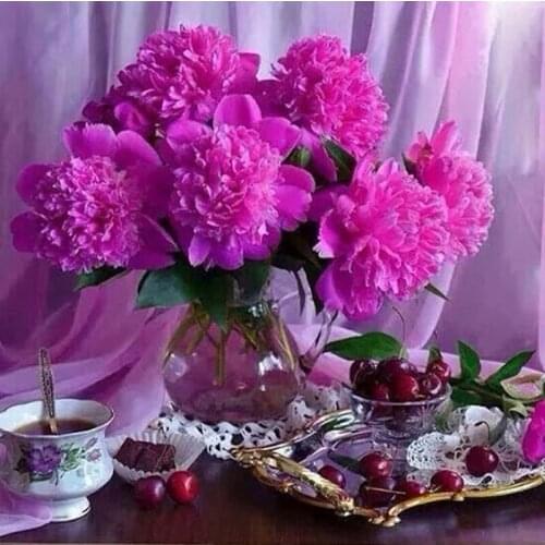 Full Round Drill DIY 5D Flowers Diamond Painting Kits Art Embroidery Decor