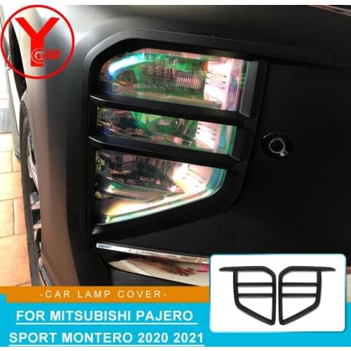 For MITSUBISHI PAJERO SPORT MONTERO 2020 2021 Accessories Black Fog Light Cover Trim Lamp Cover Car Styling Reflective Kit