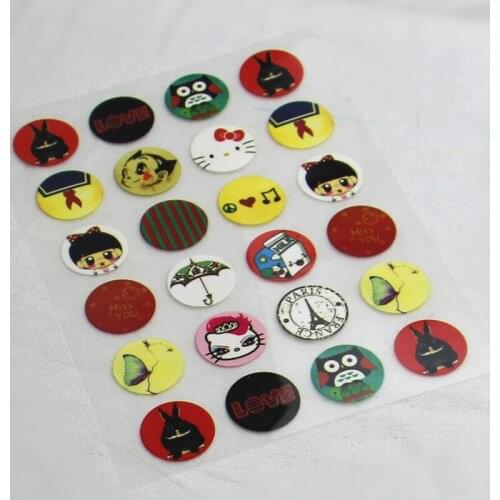 24Pcs 2cm Cartoon Offset Press Iron-on Patches for Clothing Offset PET Transfer DIY Scrapbooking Materails Patches Doll Cloth