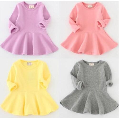 2021 New Autumn Winter Kids Girls Dress Children Clothing Fashion Solid Baby Cotton Dress
