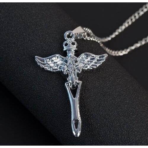 New Original Crown Angel Wings Pendant Necklace Women Cross Necklaces Pendants Statement Necklace Chain Jewelry