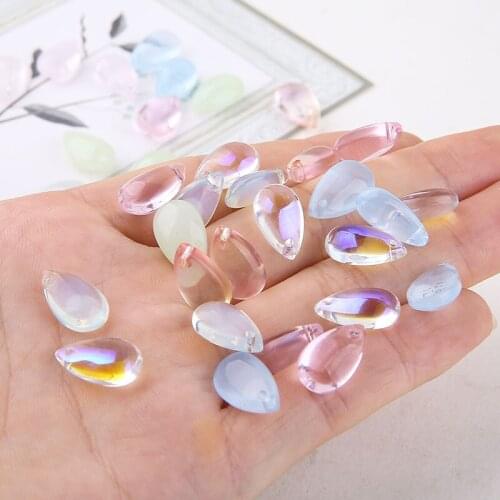 New arrived 100pcs/lot color print geometry water drop shape glass beads diy jewelry earring/bracelet/necklace accessory