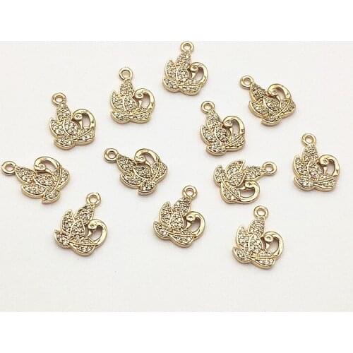 New Arrival! 17x12mm 50pcs Cubic Zirconia Bird shape Charm for Handmade Necklace/Earring DIY Parts,Jewelry Accessories Findings