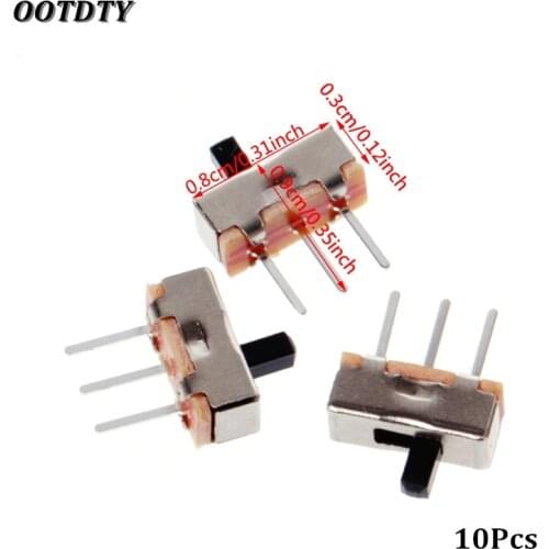 OOTDTY 10 Pcs 2 Position On/Off SPDT 1P2T 3 Pin PCB Panel Mini Vertical Slide Switch SS12D00G3