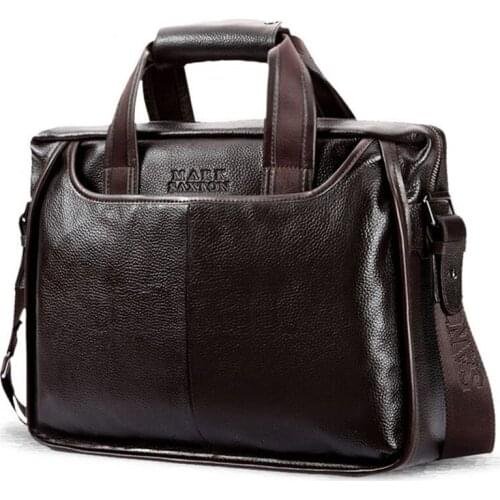 New Fashion Cowhide Briefcase Business Laptop Mens handbag Brand Soft Genuine Leather Messenger bags Male Tote Shoulder bag